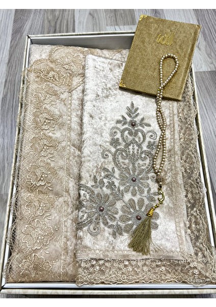 4 Parça Seccade Takımı Çeyizlik Bohça Kutulu Kadife Güpürlü Gelin Damat Seti fiyatları