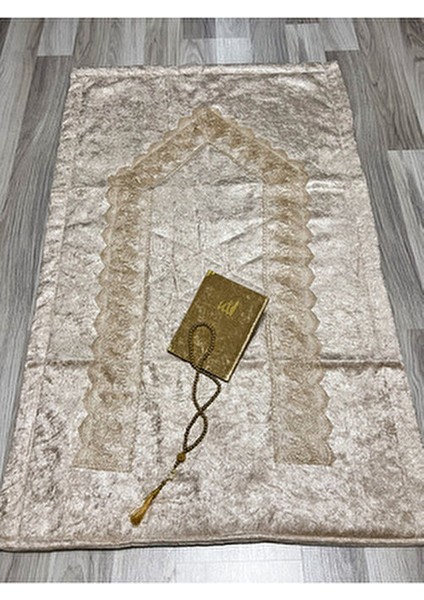 4 Parça Seccade Takımı Çeyizlik Bohça Kutulu Kadife Güpürlü Gelin Damat Seti