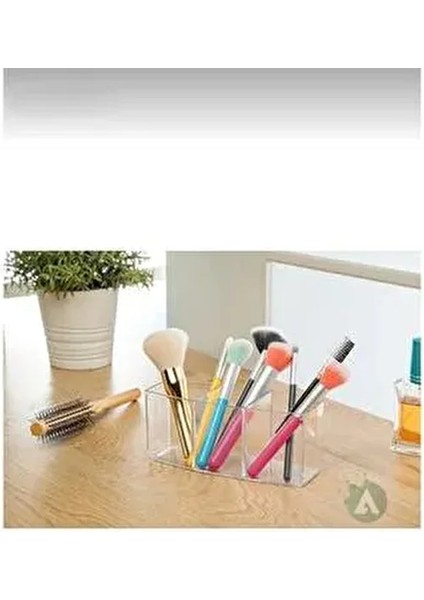 Kristal 3 Bölmeli Organizer Takımı Renkli Makyaj Fırçaları İçin Şık Düzenleyici