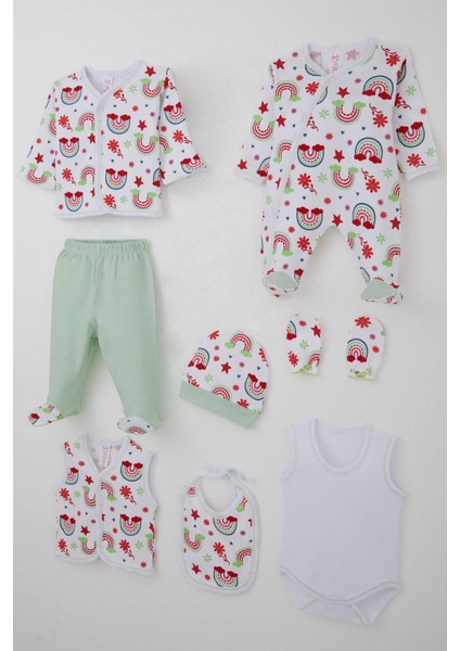 Kız Bebek Hastane Çıkışı 8 Li Gökkuşağı Masalı Çiçek Desenli 0-3 Ay, Beyaz fiyatları
