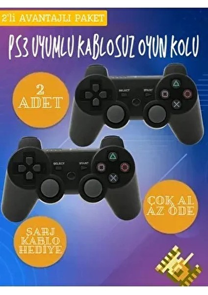 2li Ps3 Kablosuz Analog Oyun Kolu Dualshock Oyuncu Konsol Wireless Joystick Double Kumanda