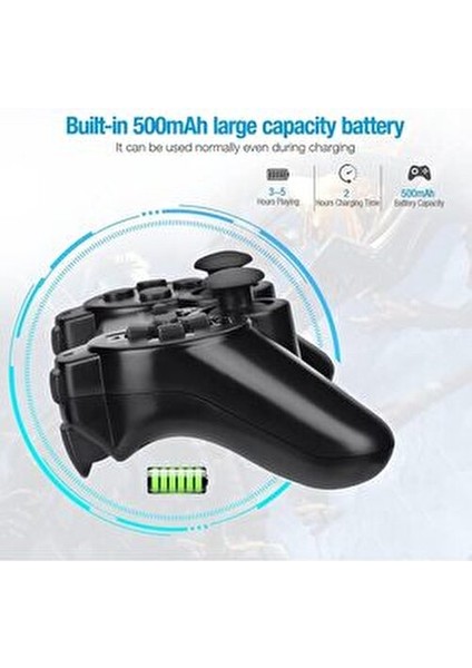 2li Ps3 Kablosuz Analog Oyun Kolu Dualshock Oyuncu Konsol Wireless Joystick Double Kumanda fırsatları