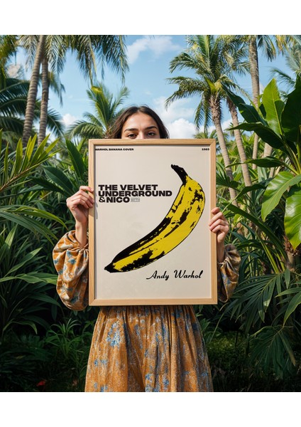 Andy Warhol - Banana - Doğal Ahşap Çerçeveli Tablo fiyatları