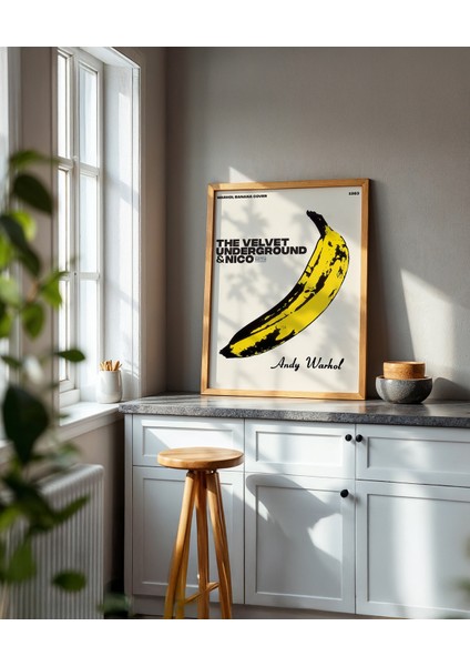 Andy Warhol - Banana - Doğal Ahşap Çerçeveli Tablo modelleri