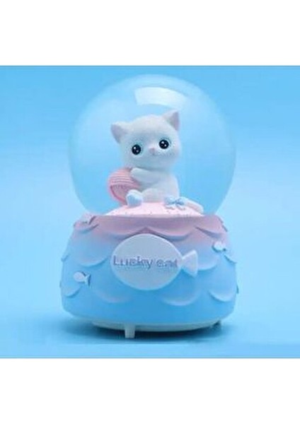 Sevimli 3D Desenli Sevimli Minnoş Kedi Lucky Cat Kar Küresi Orta Boy Hediye Işıklımüzikli Kar Küresi fiyatları