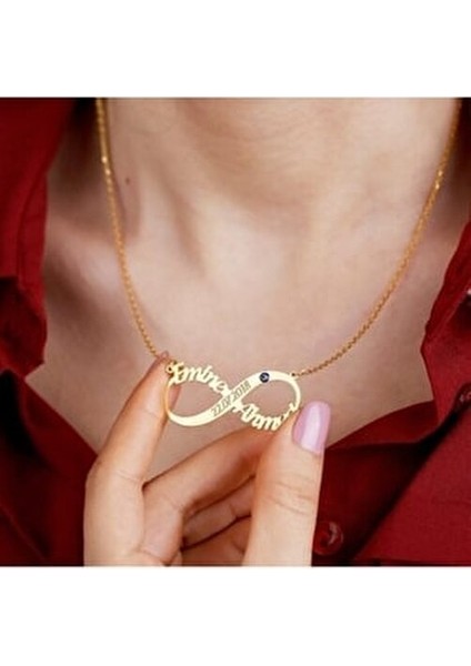 Gus Silver 925 Ayar Altın Renkli Sonsuzluk Kolye Zirkon Taşlı Kadın Aksesuar fiyatları