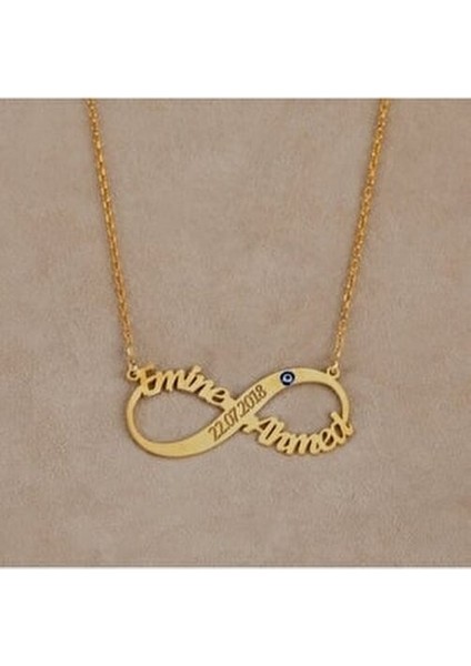Gus Silver 925 Ayar Altın Renkli Sonsuzluk Kolye Zirkon Taşlı Kadın Aksesuar modelleri