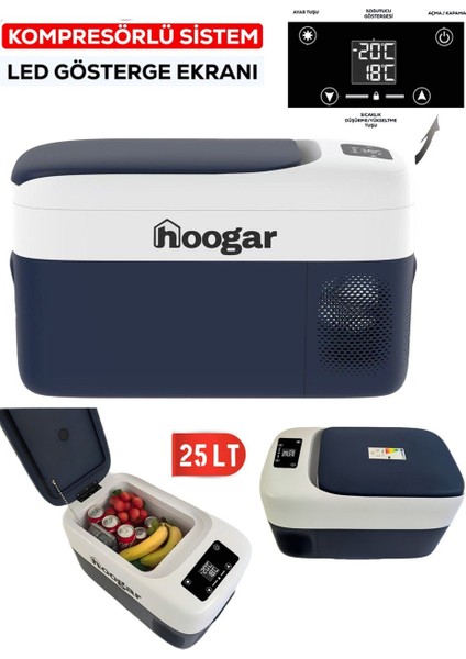 Hooger EEA457 LED Ekran 21-25 Lt Oto Karavan Tekne Tır Buzdolabı 12-24V -20 Derece Hızlı Soğutma modelleri