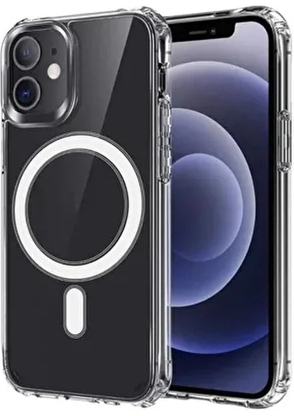 Iphone 11 (12 Görünümlü) Uyumlu Magsafe Özellikli Darbe Önleyici Şeffaf Silikon Kılıf fiyatları