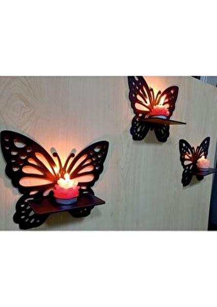Dekoratif Kelebek Duvar Rafı 3'lü Set Dt Kelebek-Raf modelleri