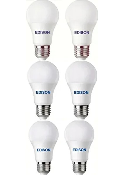 9 Watt Beyaz Renk LED Ampul E-27 Duy Tipi 6lı Paket Tasarruflu Aydınlatma