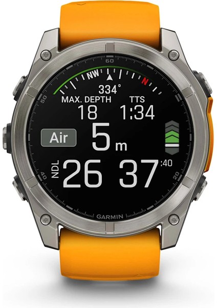 Fenix 8 – 51MM Amoled Sapphire Titanyum Turuncu/grafit Kayışlı