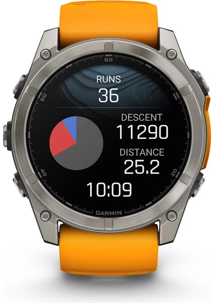Fenix 8 – 51MM Amoled Sapphire Titanyum Turuncu/grafit Kayışlı