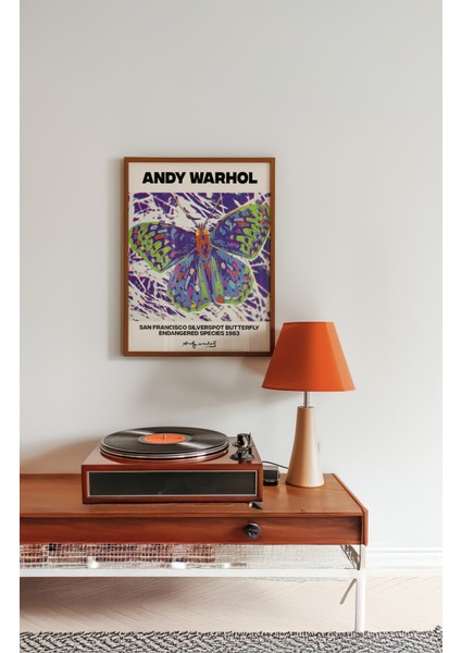Andy Warhol - Butterfly - Doğal Ahşap Çerçeveli Tablo modelleri