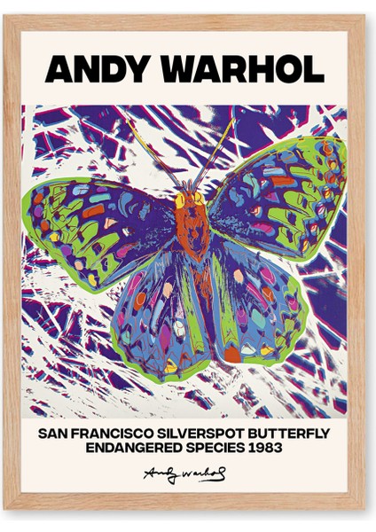 Andy Warhol - Butterfly - Doğal Ahşap Çerçeveli Tablo indirimleri
