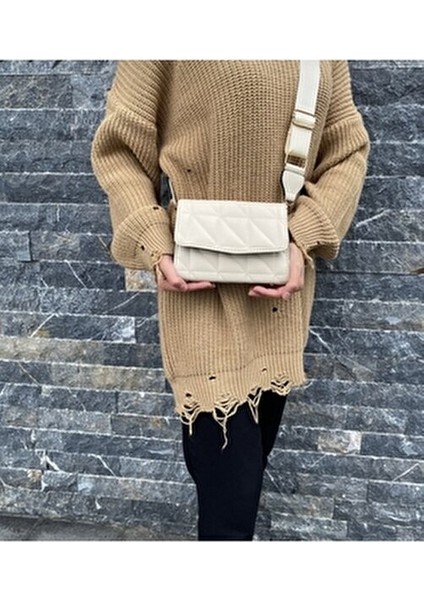 Kadın Krem Kapitone Çapraz Omuz Çantası Suni Deri Ayarlanabilir Askılı fiyatları