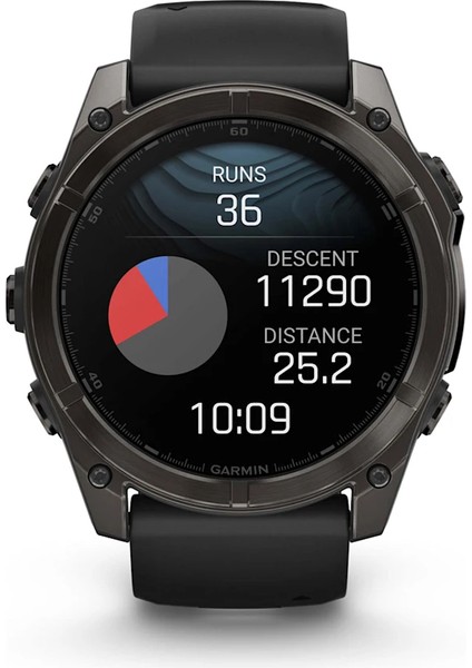 Fenix 8 – 51MM Amoled Sapphire Karbon Gri Dlc, Siyah/gri Silikon Kayışlı