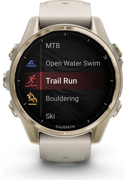 Fenix 8 - 43 mm Amoled Sapphire Soft Gold ve Gri/kum Taşı Silikon Kayışlı