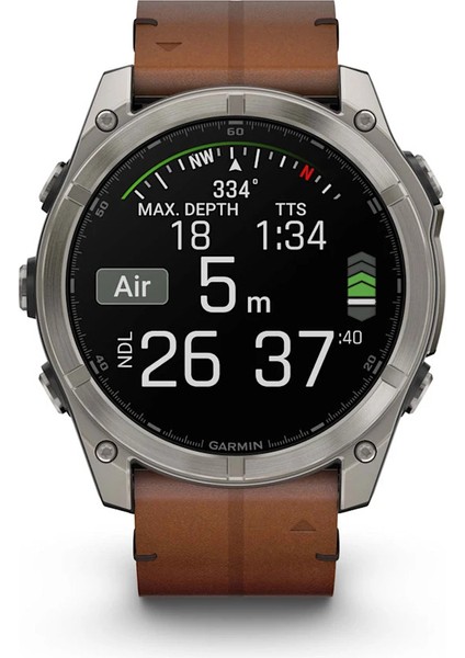 Fenix 8 – 51MM Amoled Sapphire Karbon Gri Dlc, Deri Kayışlı