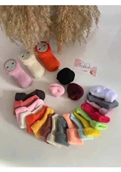 6 Çift Kız Bebek Kışlık Havlu Çorap Seti