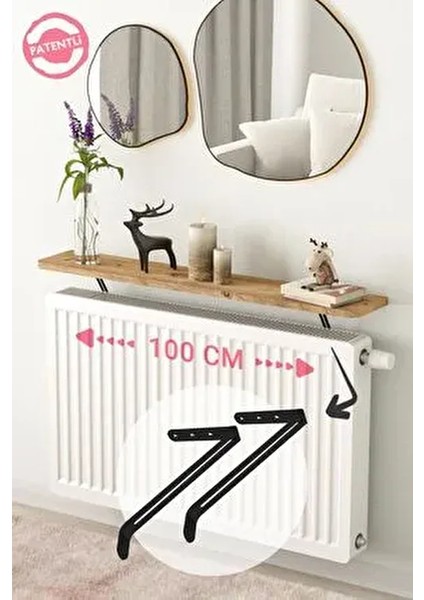 Petek Üstü Uçan Raf Metal Tasarım Beyaz Oval Kesim 100 x 18 cm İskandinav Tarzı