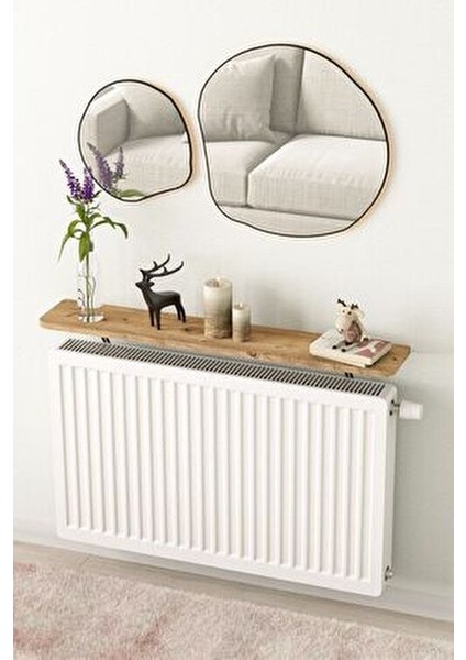 Petek Üstü Uçan Raf Metal Tasarım Beyaz Oval Kesim 100 x 18 cm İskandinav Tarzı