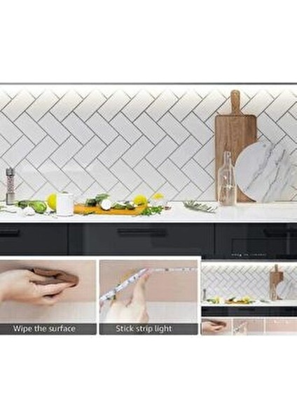 Mutfak Tezgah Üstü Için 5 Metre Beyaz Şerit LED12V Adaptör Tak Çalıştır Aç Kapa Anahtarlı modelleri