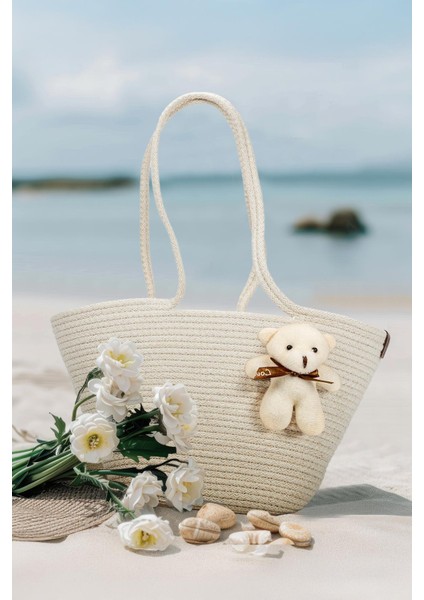 Hasır Çanta Ayıcıklı Beyaz modelleri