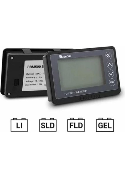 Renogy Batarya Monitörü , Akü Gösterge Paneli , Evrensel Pil Monitörü - Voltaj Aralığı 10V-120V ve 500A'E Kadar fiyatları
