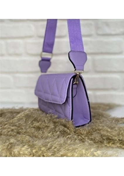 Kadın Lila Kapitone Ayarlanabilir Kolon Askılı Çapraz Omuz Çantası fiyatları