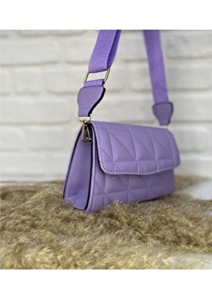 Kadın Lila Kapitone Ayarlanabilir Kolon Askılı Çapraz Omuz Çantası modelleri