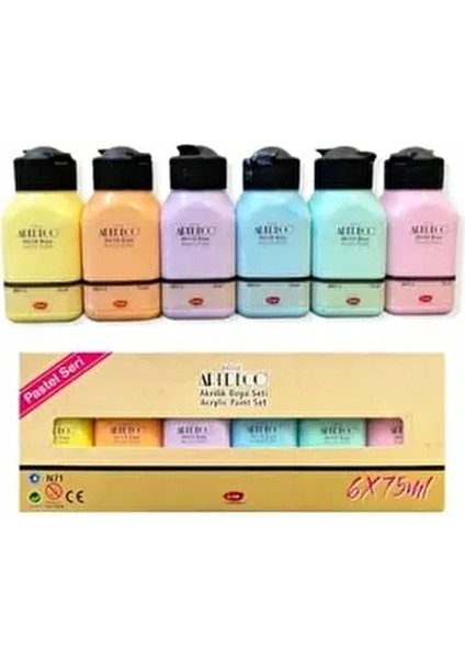 75 ml Akrilik Boya Seti 6 Lı Pastel Renkler