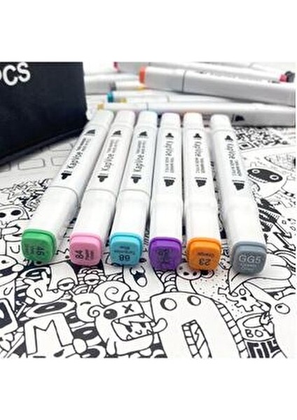 168 Adet Çift Uçlu Touch Marker Art Tasarım Keçeli Kalem Boya Seti +Çanta fırsatları