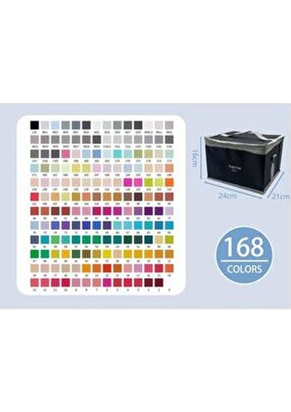 168 Adet Çift Uçlu Touch Marker Art Tasarım Keçeli Kalem Boya Seti +Çanta