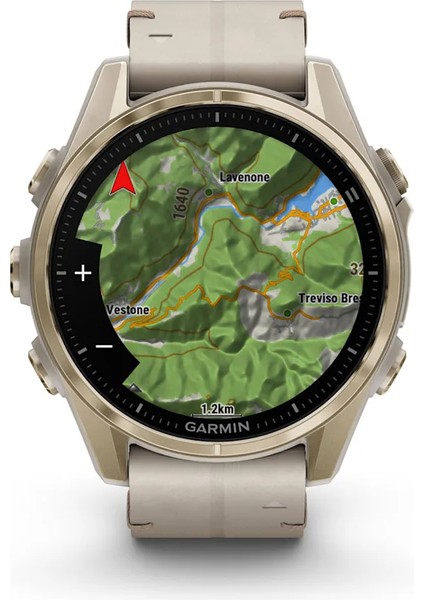 Fenix 8 - 43MM, Amoled Sapphire, Soft Gold ve Kireçtaşı Deri Kayışlı