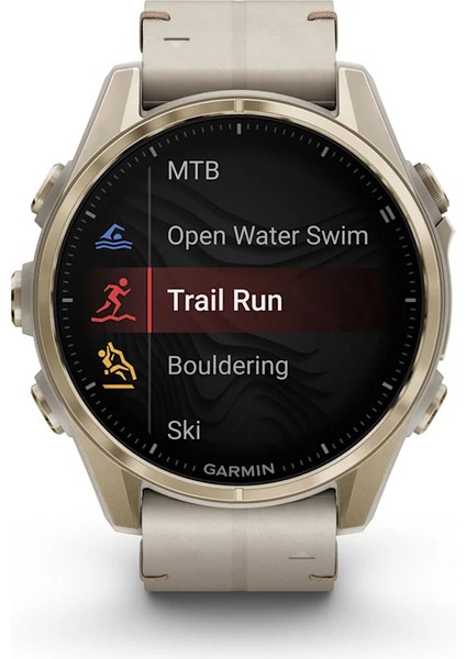 Fenix 8 - 43MM, Amoled Sapphire, Soft Gold ve Kireçtaşı Deri Kayışlı