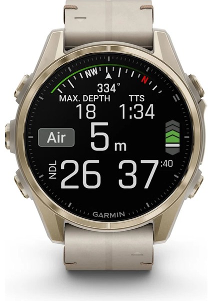 Fenix 8 - 43MM, Amoled Sapphire, Soft Gold ve Kireçtaşı Deri Kayışlı