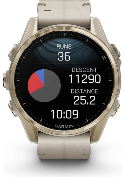 Fenix 8 - 43MM, Amoled Sapphire, Soft Gold ve Kireçtaşı Deri Kayışlı