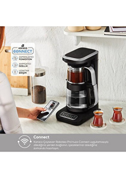 Premium Konuşan Wifi-Uzaktan Kontrollü Otomatik Cam Çay Makinesi ve Filtre Kahve Makinesi