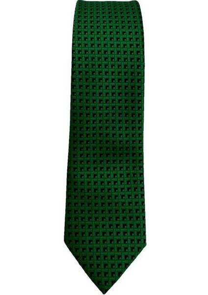 Yeşil Siyah Desenli Slim Kravat