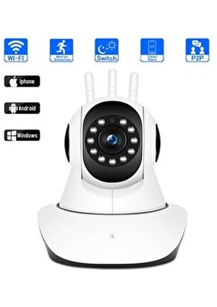 Kablosuz Wifi Bebek Izleme Ip Kamerası 3 Antenli Gece Görüşlü Güvenlik Ip Kamera Harekete Duyarlı fiyatları