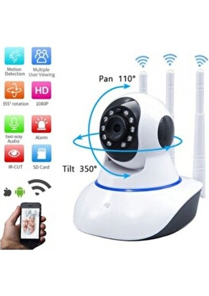 Kablosuz Wifi Bebek Izleme Ip Kamerası 3 Antenli Gece Görüşlü Güvenlik Ip Kamera Harekete Duyarlı modelleri