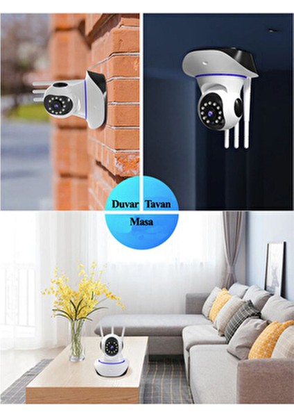 Kablosuz Wifi Bebek Izleme Ip Kamerası 3 Antenli Gece Görüşlü Güvenlik Ip Kamera Harekete Duyarlı