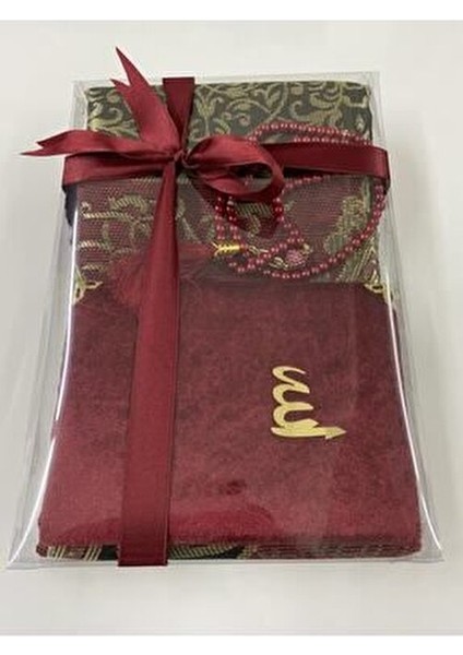 Hediyelik Bohçalık Tafta Saçaklı Bordo Seccade, Yasin, Tesbih Seti fiyatları