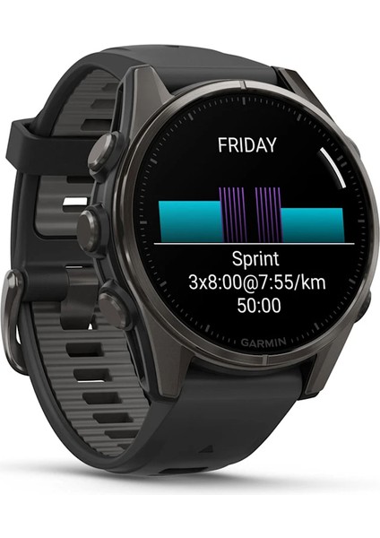 Fenix 8 - 43 mm Amoled Sapphire Karbon Gri Dlc Titanyum Siyah/gri Silikon Kayışlı modelleri