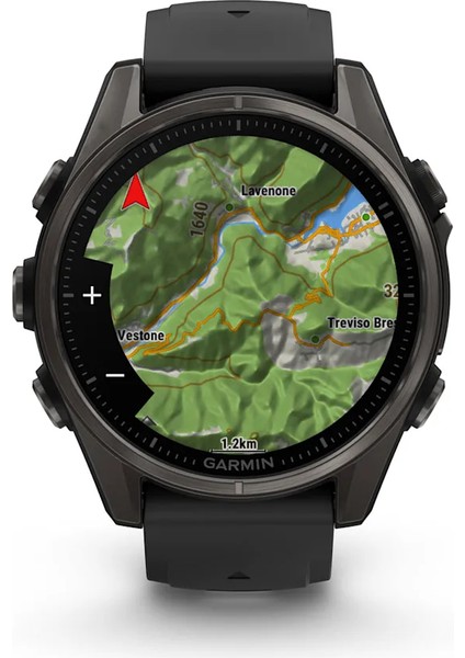 Fenix 8 - 43 mm Amoled Sapphire Karbon Gri Dlc Titanyum Siyah/gri Silikon Kayışlı