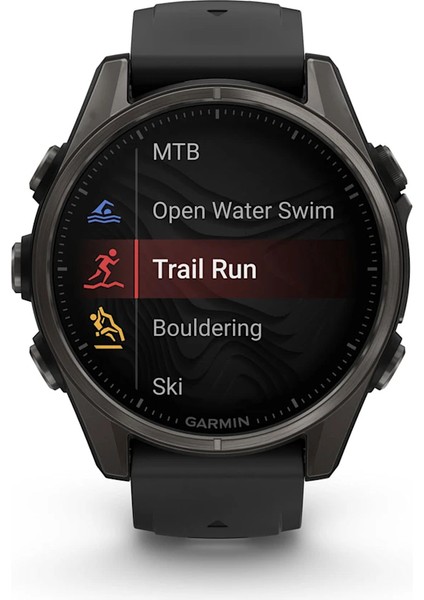 Fenix 8 - 43 mm Amoled Sapphire Karbon Gri Dlc Titanyum Siyah/gri Silikon Kayışlı