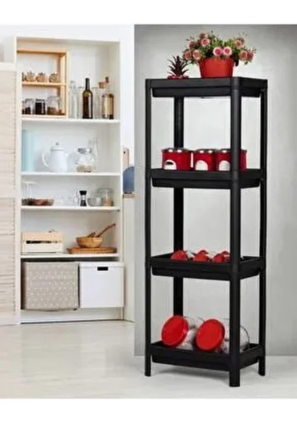 Vesken 3 Bölmeli Banyo Raf Ünitesi Siyah