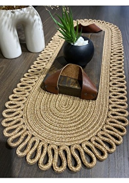 Galaxy Doğal Jüt, Desenli, Hasır, Amerikan Servis, Masa, Sehpa Örtüsü Runner. 30X80 fiyatları