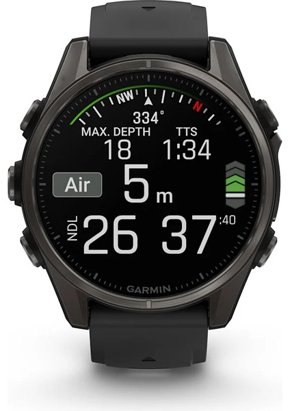 Fenix 8 - 43 mm Amoled Sapphire Karbon Gri Dlc Titanyum Siyah/gri Silikon Kayışlı